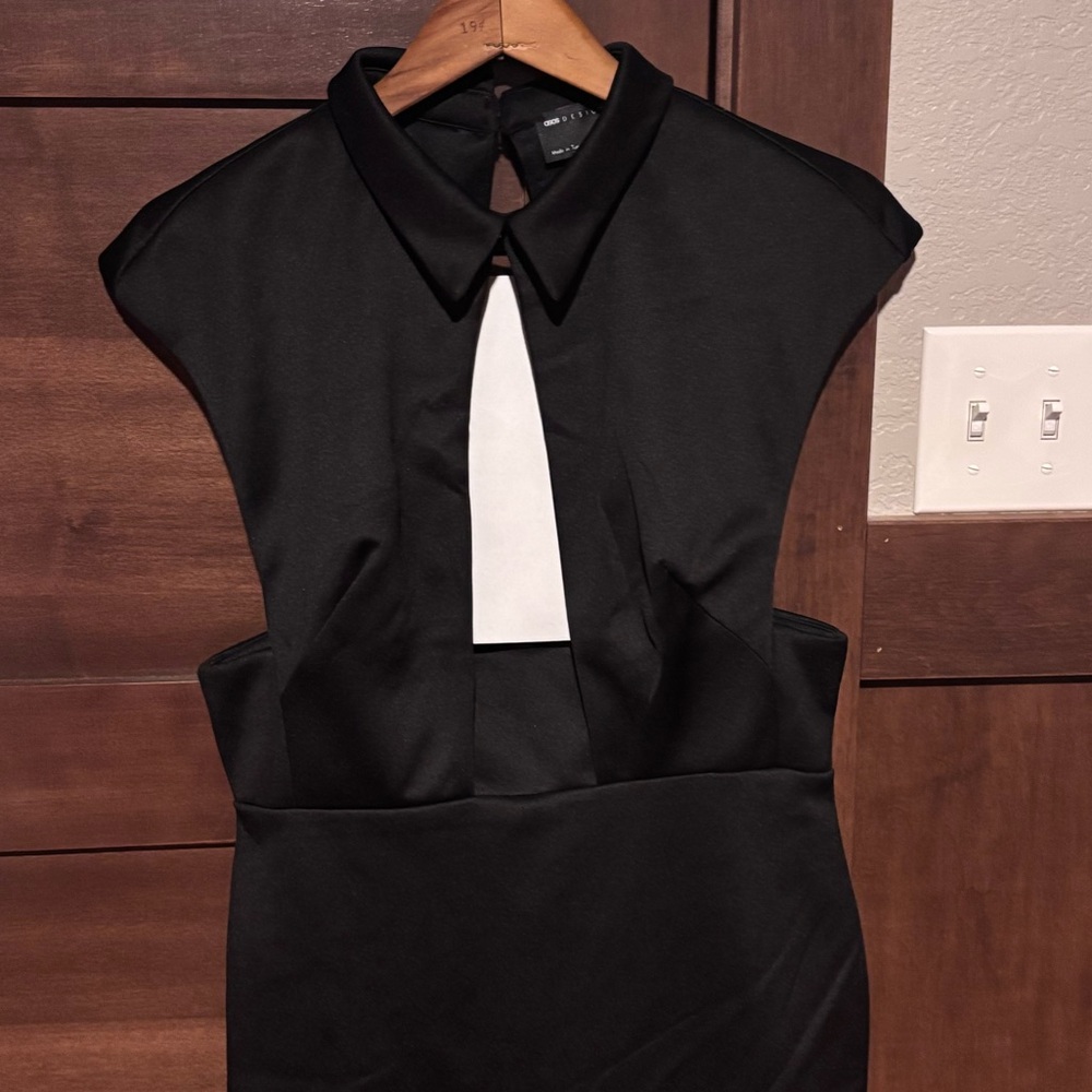 ASOS Black Backless Dress Wedding Guest Little Black Dress - Picture 2 of 7